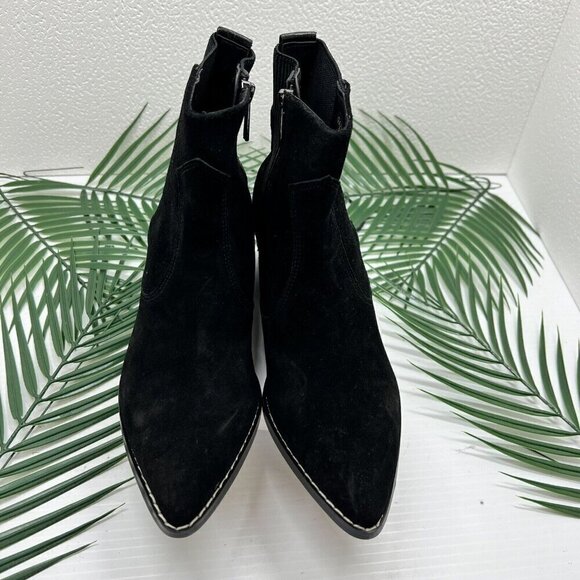 Donald Pliner Women Suede Gazzi Western Cowboy Black Bootie Size 6M - Picture 4 of 10